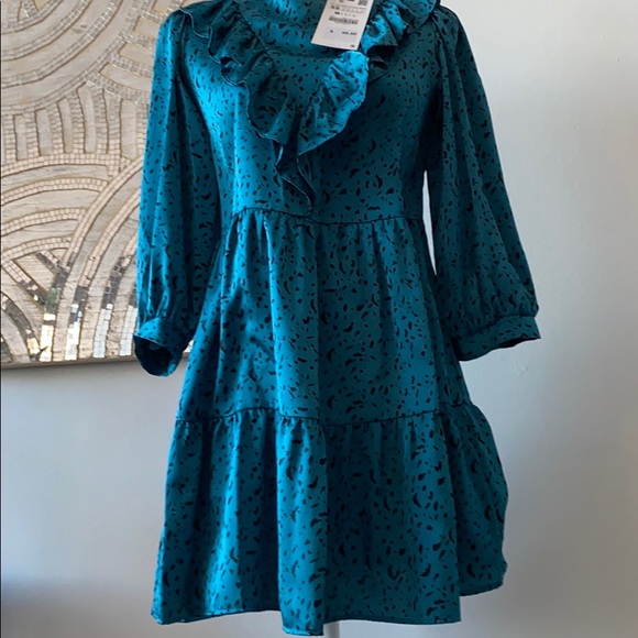 Zara - Green Blue Black Leopard Dress - Picture 7 of 13